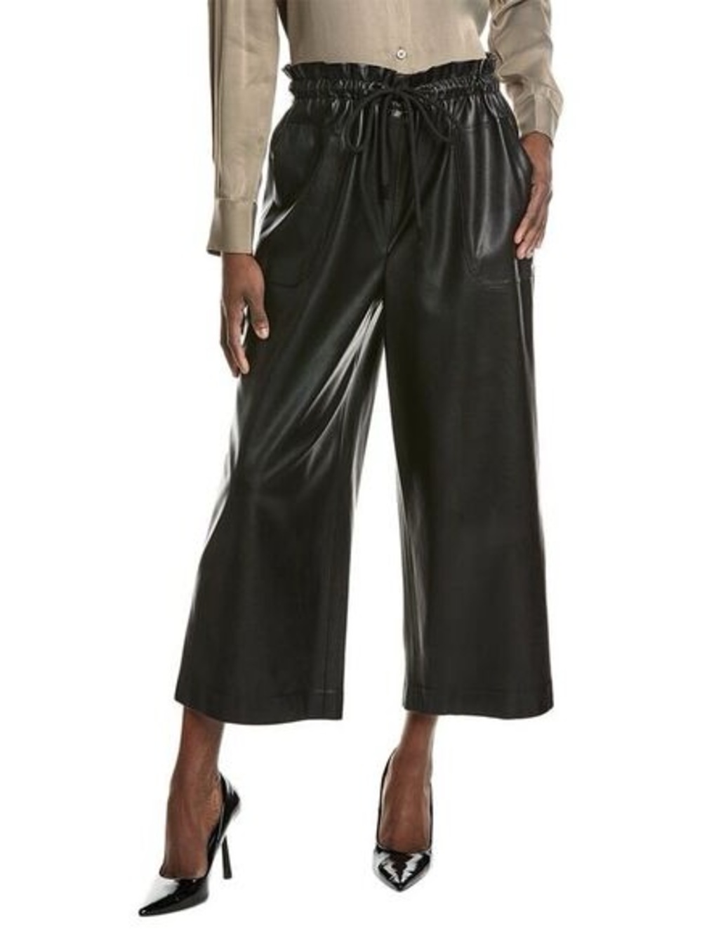 Zara - Wide-Leg Faux Leather Crop Pant